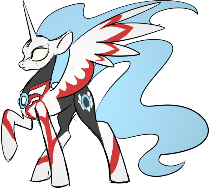 Size: 2401x2151 | Tagged: safe, artist:r-cang, derpibooru import, princess luna, alicorn, pony, alternate design, image, png, simple background, solo, transparent background, ultraman, ultraman orb