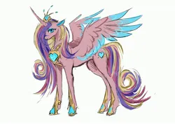 Size: 4093x2894 | Tagged: safe, artist:r-cang, derpibooru import, princess cadance, alicorn, pony, g4, alternate design, alternate eye color, colored wings, crown, full body, hoof shoes, image, jewelry, jpeg, princess shoes, regalia, simple background, solo, two toned wings, white background, wings