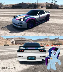 Size: 954x1078 | Tagged: safe, artist:pootanger_sfm, artist:snowy starshine, derpibooru import, oc, oc:maple cake, earth pony, pony, airfield, car, grin, image, looking at you, mountain, mountain range, need for speed, png, raised hoof, sky, smiling