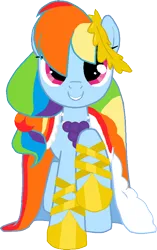 Size: 529x842 | Tagged: safe, artist:bswprecious, derpibooru import, rainbow dash, pegasus, pony, g4, the best night ever, clothes, dress, female, gala dress, grin, image, mare, png, rainbow dash always dresses in style, smiling, solo, vector