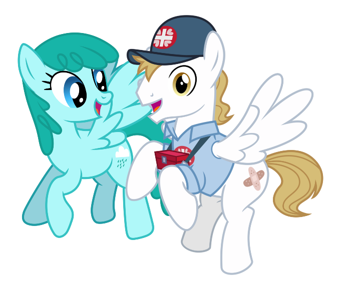 Size: 675x576 | Tagged: safe, derpibooru import, edit, vector edit, spring melody, sprinkle medley, pegasus, pony, clothes, duo, duo male and female, female, hat, hermes (g4), image, male, mare, medic, paramedic, png, ship:sprinklehermes, shipping, simple background, stallion, straight, transparent background, vector