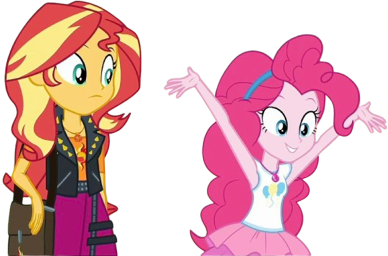 Size: 3824x2520 | Tagged: safe, derpibooru import, edit, edited screencap, editor:homersimpson1983, screencap, pinkie pie, sunset shimmer, equestria girls, g4, background removed, duo, duo female, female, image, not a vector, png