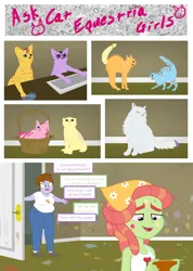 Size: 2560x3600 | Tagged: safe, artist:neongothic, derpibooru import, tree hugger, oc, oc:neon sprinkles, cat, equestria girls, g4, april fools 2024, april fools joke, bandana, belly, big belly, chubby, comic, dialogue, dreadlocks, fat, fat fetish, female, fetish, high, image, png, weight gain