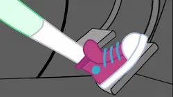 Size: 1280x715 | Tagged: safe, derpibooru import, lyra heartstrings, unicorn, equestria girls, g4, car, clothes, converse, horn, image, jpeg, my little pony equestria girls: legend of everfree, pedal, pedal pump, shoes