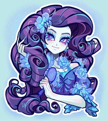 Size: 1832x2048 | Tagged: safe, artist:libbly_libby, derpibooru import, rarity, human, equestria girls, g4, brush, female, image, jpeg, long hair, long nails, makeup, outline, smiling, solo, white outline