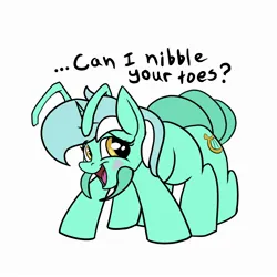 Size: 2200x2200 | Tagged: safe, artist:rocket-lawnchair, derpibooru import, lyra heartstrings, ant, ant pony, insect, original species, pony, g4, blushing, dialogue, female, image, jpeg, lyrant, mare, solo, species swap, talking to viewer