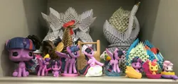 Size: 4028x1918 | Tagged: safe, derpibooru import, photographer:jess181307, apple bloom, sweetie belle, twilight sparkle, twilight sparkle (alicorn), alicorn, earth pony, pony, unicorn, female, funko, funko pop!, horn, image, irl, jpeg, mare, photo, toy