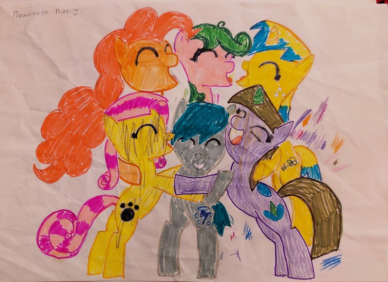 Size: 4240x3086 | Tagged: safe, artist:destiny_manticor, derpibooru import, oc, oc:destiny manticor, oc:rosa caerula, unofficial characters only, earth pony, pegasus, pony, unicorn, base used, digital art, female, fluffy hair, graph paper, high res, horn, image, jpeg, male, old design, old version, sketch, traditional art