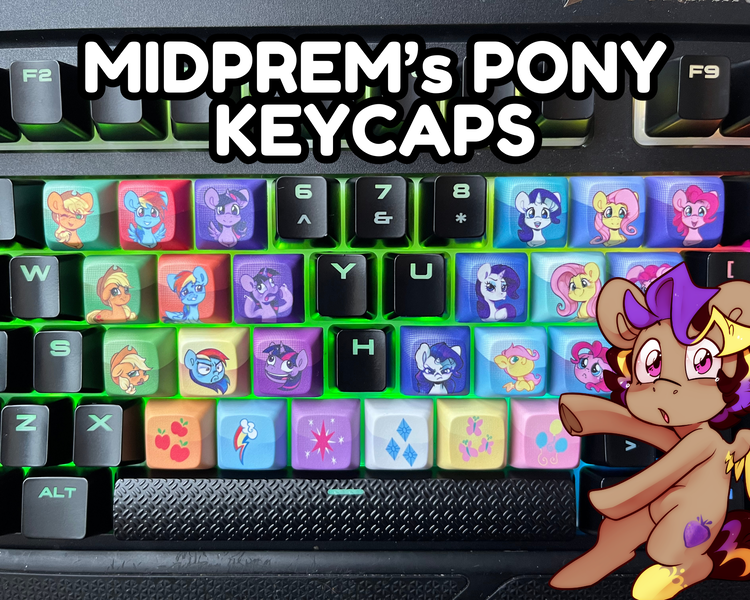 Size: 2000x1600 | Tagged: safe, artist:midnightpremiere, derpibooru import, applejack, fluttershy, pinkie pie, rainbow dash, rarity, twilight sparkle, oc, oc:hors, cutie mark, do i look angry, faic, food, image, keyboard, keycap, mane six, png, pudding, pudding face, text