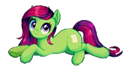 Size: 3840x2160 | Tagged: safe, ai content, artist:felisamafeles, derpibooru import, editor:felisamafeles, machine learning assisted, machine learning generated, stable diffusion, oc, oc:felis amafeles catus, unofficial characters only, earth pony, pony, cute, digital art, earth pony oc, generator:pony diffusion v6 xl, generator:purplesmart.ai, green fur, image, looking at you, pixel art, png, purple eyes, red mane, simple background, smiling, smiling at you, solo, transparent background