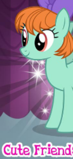 Size: 149x323 | Tagged: safe, derpibooru import, peppermint goldylinks, pegasus, pony, g4, background pony, bow, cropped, english, female, friendship student, gameloft, hair bow, image, mare, meme, my little pony: magic princess, png, solo, text, wow! glimmer