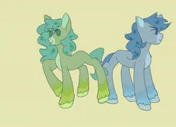 Size: 1654x1200 | Tagged: safe, artist:wimple, derpibooru import, ponified, earth pony, pony, ashfur, female, ferncloud, image, jpeg, looking at you, male, not an oc, siblings, simple background, smiling, smiling at you, warrior cats