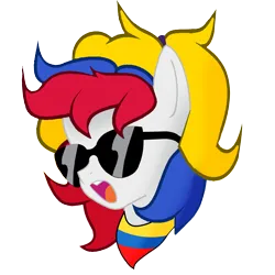 Size: 1500x1500 | Tagged: safe, artist:archooves, derpibooru import, oc, oc:camila, ponified, pegasus, pony, colombia, image, nation ponies, png, simple background, solo, sunglasses, transparent background