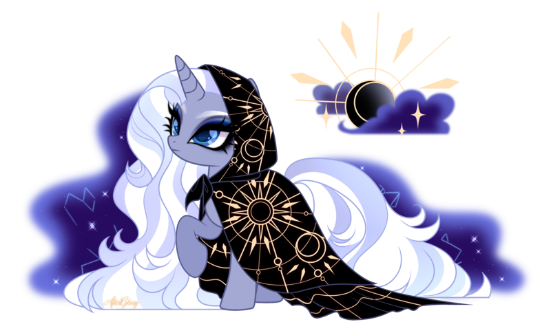 Size: 5715x3456 | Tagged: safe, artist:afterglory, derpibooru import, princess luna, trixie, oc, unofficial characters only, pony, unicorn, g4, angelic, design, horn, image, magic, png, witch, witch costume