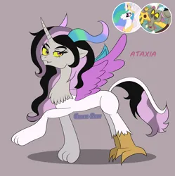 Size: 2680x2688 | Tagged: safe, artist:cookie-ruby, derpibooru import, oc, unofficial characters only, hybrid, g4, image, interspecies offspring, next generation, offspring, parent:discord, parent:princess celestia, parents:dislestia, png, solo