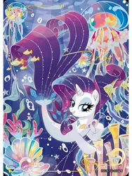 Size: 1080x1440 | Tagged: safe, derpibooru import, official, rarity, pony, seapony (g4), series:卡游辉月六, g4, my little pony: the movie, card, english, female, image, jpeg, kayou, merchandise, solo, text, trading card