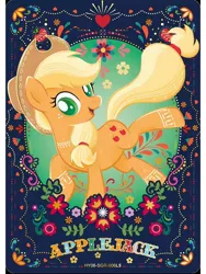 Size: 1080x1440 | Tagged: safe, derpibooru import, official, applejack, pony, series:卡游辉月六, g4, applejack's hat, card, cowboy hat, english, female, hat, image, jpeg, kayou, merchandise, solo, text, trading card