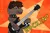 Size: 1057x701 | Tagged: safe, artist:sdsq, derpibooru import, oc, oc:sdsq, unofficial characters only, earth pony, bass guitar, image, male, musical instrument, orange background, png, rainbow rocks 10th anniversary, simple background, solo