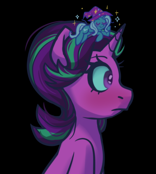 Size: 2500x2800 | Tagged: safe, artist:zigmeow, derpibooru import, starlight glimmer, trixie, pony, unicorn, g4, cute, diatrixes, duo, duo female, female, glimmerbetes, horn, image, lesbian, png, shipping, startrix