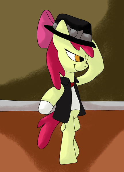 Size: 692x962 | Tagged: safe, artist:mojo1985, derpibooru import, apple bloom, earth pony, pony, beat it pmv, billie jean, hat, image, png