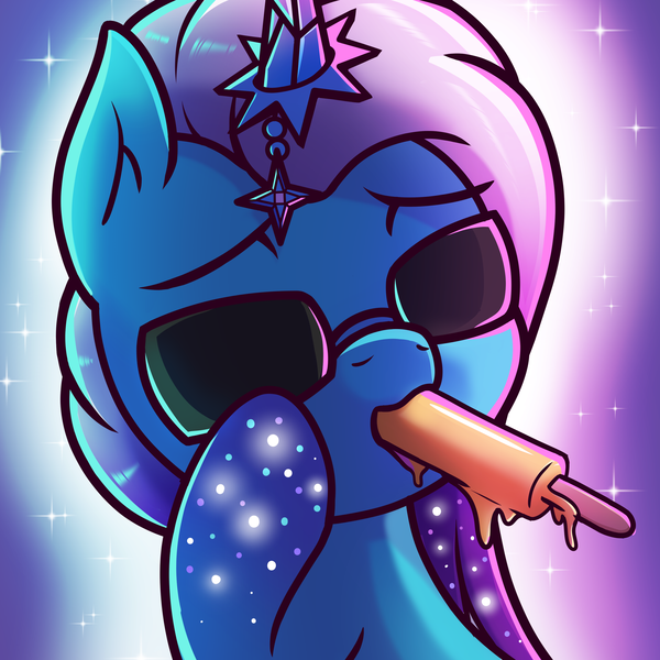 Size: 3000x3000 | Tagged: suggestive, artist:magician-horse, derpibooru import, pony, g5, auroricorn, comet (g5), food, hoof on cheek, image, jewelry, male, png, popsicle, solo, stallion, sunglasses, tongue out