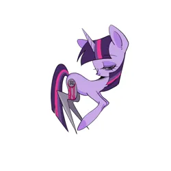 Size: 2048x2048 | Tagged: safe, artist:nimingxiwang168, derpibooru import, twilight sparkle, pony, unicorn, g4, amputee, female, horn, image, mare, png, prosthetic leg, prosthetic limb, prosthetics, scissor twilight, simple background, smiling, solo, unicorn twilight, white background