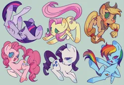 Size: 3271x2251 | Tagged: safe, artist:nimingxiwang168, derpibooru import, applejack, fluttershy, pinkie pie, rainbow dash, rarity, twilight sparkle, earth pony, pegasus, pony, unicorn, cute, dashabetes, diapinkes, female, group, horn, image, jackabetes, mane six, mare, open mouth, open smile, png, raribetes, shyabetes, simple background, smiling, teal background, twiabetes, unicorn twilight