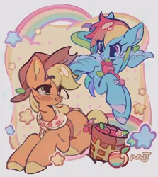 Size: 3300x3700 | Tagged: safe, artist:yanyannonoz, derpibooru import, applejack, rainbow dash, appledash, female, image, jpeg, lesbian, shipping