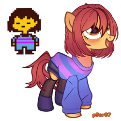 Size: 4096x4096 | Tagged: safe, artist:p3ar07, derpibooru import, oc, earth pony, pony, clothes, frisk, image, png, pony base, short hair, sweater, undertale