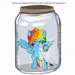 Size: 593x593 | Tagged: source needed, useless source url, suggestive, derpibooru import, rainbow dash, angry, cracks, image, jar, jpeg, lewd container meme, looking at you, pony cum jar project, simple background, spread wings, tapping, text, white background, wings