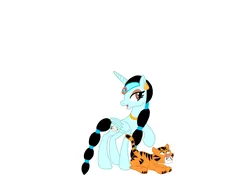 Size: 2732x2048 | Tagged: safe, artist:creativa-artly01, derpibooru import, alicorn, big cat, tiger, aladdin, disney, disney princess, image, jpeg, princess jasmine, rajah, rule 85, simple background, white background