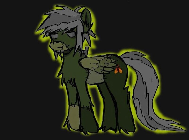 Size: 828x612 | Tagged: safe, artist:feefowll, derpibooru import, oc, oc:zombie hooves, unofficial characters only, pony, undead, zombie, zombie pony, full body, gray mane, gray tail, green coat, image, jpeg, solo