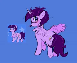 Size: 2048x1660 | Tagged: safe, artist:feefowll, derpibooru import, oc, unofficial characters only, pegasus, pony, blue background, full body, image, jpeg, pegasus oc, simple background, smiling, solo, wings