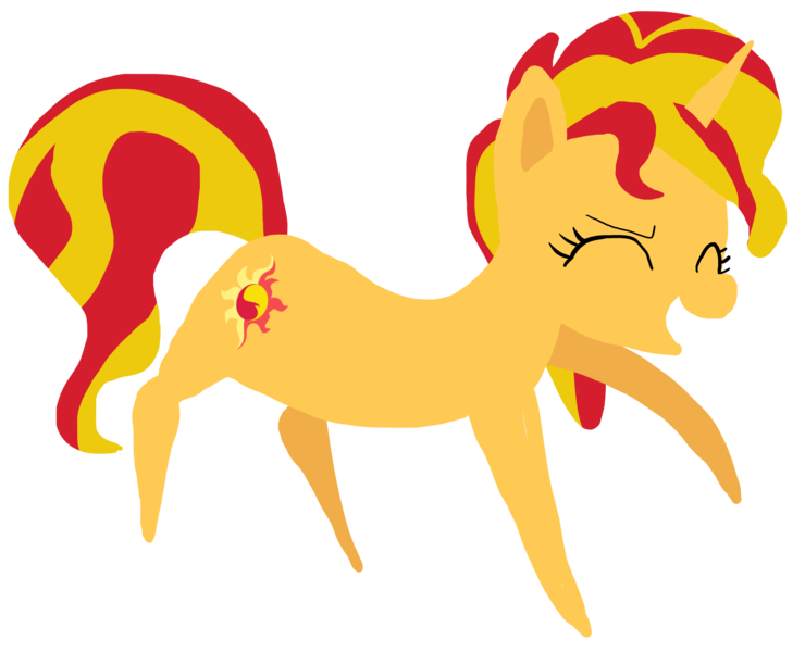 Size: 2214x1794 | Tagged: safe, artist:wissle, derpibooru import, sunset shimmer, pony, unicorn, g4, dancing, do the sparkle, eyes closed, female, happy, horn, image, mare, newbie artist training grounds, open mouth, png, pointy ponies, raised hoof, raised leg, simple background, solo, transparent background