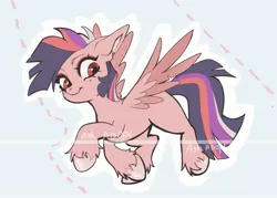 Size: 2125x1519 | Tagged: safe, artist:k_lash147, derpibooru import, oc, unofficial characters only, pegasus, pony, adoptable, beauty mark, colored pinnae, female, flying, hooves, image, jpeg, mare, multicolored hair, not twilight sparkle, spread wings, torn ear, unshorn fetlocks, wings