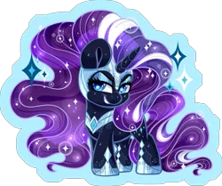 Size: 1888x1582 | Tagged: safe, artist:missbramblemele, derpibooru import, nightmare rarity, pony, unicorn, g4, chibi, female, horn, image, looking at you, mare, partially transparent background, png, smiling, smiling at you, solo, sparkles, starry eyes, wingding eyes