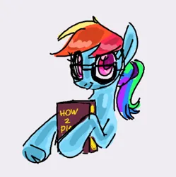 Size: 532x535 | Tagged: safe, ponerpics import, rainbow dash, pegasus, pony, book, egghead dash, glasses, image, nerd, png, simple background, solo