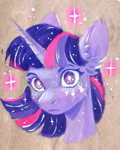 Size: 1643x2048 | Tagged: safe, artist:owlclare, derpibooru import, twilight sparkle, pony, g4, bust, female, image, jpeg, lacrimal caruncle, mare, portrait, simple background, solo, sparkles