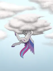 Size: 1200x1600 | Tagged: safe, artist:zetamad, derpibooru import, zipp storm, pegasus, pony, g5, atg 2023, cloud, colored wings, female, head in the clouds, image, mare, multicolored wings, newbie artist training grounds, outdoors, png, sky, solo, spread wings, stuck, unshorn fetlocks, wings