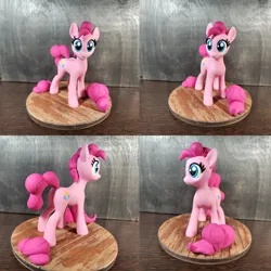 Size: 3840x3840 | Tagged: safe, artist:neo glin, artist:pfeffaroo, derpibooru import, pinkie pie, earth pony, pony, g4, alternate hairstyle, craft, cute, female, figurine, haircut, image, mare, photo, png, sculpture, smiling, solo