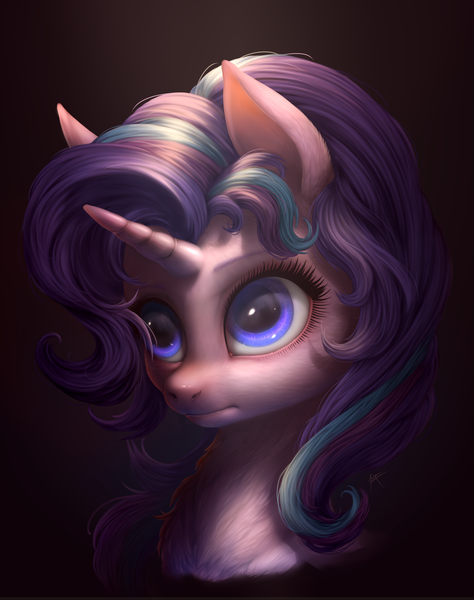 Size: 7900x10000 | Tagged: safe, artist:zetamad, derpibooru import, starlight glimmer, pony, unicorn, g4, bust, female, high res, horn, image, mare, png, portrait, realistic, simple background, solo