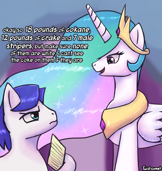 Size: 2850x3000 | Tagged: safe, artist:twistcumet, derpibooru import, princess celestia, alicorn, pony, friendship is magic, g4, 2d, blue eyes, blue hair, blurry background, colored, colored sketch, crown, determined, dialogue, ears, eyelashes, female, folded wings, funny, gold, height difference, horn, image, jewelry, lined paper, list, long horn, long legs, long mane, long neck, looking at someone, looking down, looking up, male, mare, meme, multicolored hair, muzzle, necklace, nonchalant, nostrils, paper, png, purple eyes, rainbow hair, regalia, royal guard, shaded sketch, shading, shiny, shiny eyes, shiny mane, shitposting, short mane, simple background, sketch, smiling, sparkles, speech, stallion, standing, talking, tall, text, white fur, wings