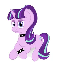 Size: 4096x4617 | Tagged: safe, artist:proffy floyd, derpibooru import, starlight glimmer, pony, unicorn, g4, choker, ear piercing, earring, horn, image, jewelry, lip piercing, piercing, png, s5 starlight, snake bites, spiked choker