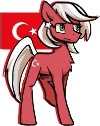 Size: 842x1064 | Tagged: safe, artist:brella, derpibooru import, oc, ponified, earth pony, pony, image, nation ponies, national flag, png, simple background, solo, transparent background, turkey (country)