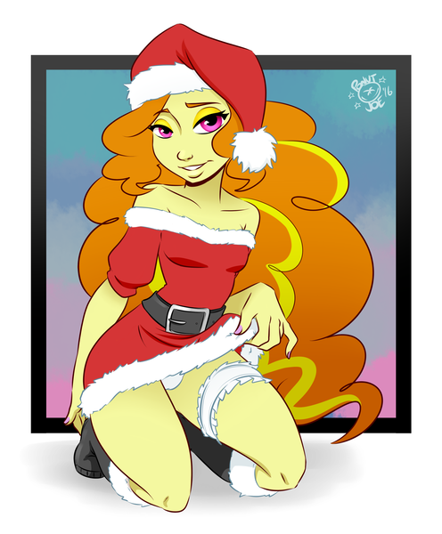 Size: 1900x2300 | Tagged: questionable, artist:ponut_joe, derpibooru import, adagio dazzle, equestria girls, g4, adoragio, adorasexy, bedroom eyes, belt, boots, breasts, cameltoe, christmas, clothes, costume, cute, dress, female, garter, hat, holiday, image, kneeling, looking at you, nail polish, panties, png, santa costume, santa hat, sexy, shoes, shoulderless, skirt, skirt lift, solo, solo female, thighs, underwear, upskirt, white underwear