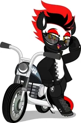 Size: 1349x2048 | Tagged: safe, artist:jhayarr23, ponerpics import, oc, oc:beowolf, unofficial characters only, hybrid, pony, biker jacket, female, image, jpeg, mare, motorcycle, open mouth, solo