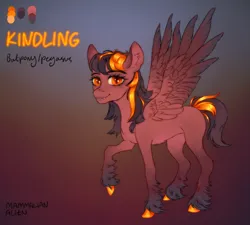 Size: 3044x2740 | Tagged: safe, artist:mammalian_alien, derpibooru import, oc, unofficial characters only, pegasus, pony, colored wings, ear fluff, fangs, glowing mane, gradient wings, hoof polish, image, png, raised hoof, reference sheet, slit pupils, solo, spread wings, unshorn fetlocks, wings