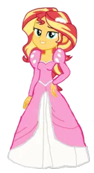 Size: 909x1668 | Tagged: safe, artist:masedog78, derpibooru import, sunset shimmer, human, equestria girls, g4, clothes, cute, dress, female, gown, grin, hand on hip, image, png, poofy shoulders, princess ariel, smiling, solo, the little mermaid