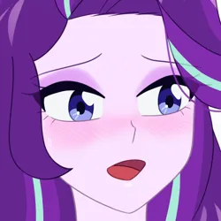 Size: 750x750 | Tagged: safe, artist:riouku, derpibooru import, starlight glimmer, equestria girls, g4, blushing, commission, cropped porn, eyeshadow, female, image, makeup, open mouth, png, solo