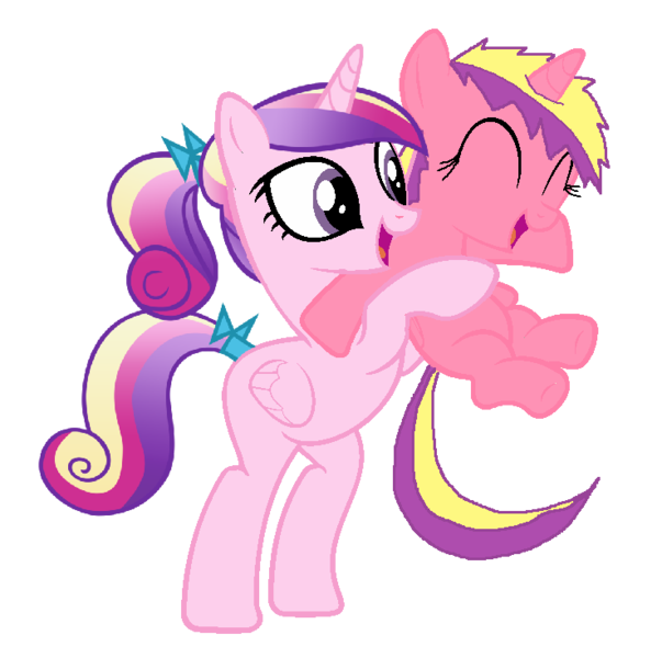 Size: 738x734 | Tagged: safe, artist:lovelyheart1998, derpibooru import, princess cadance, princess skyla, alicorn, pony, g4, ^^, bow, cute, cutedance, daaaaaaaaaaaw, duo, eyes closed, female, filly, foal, hair bow, image, lifting, mare, mother and child, mother and daughter, open mouth, open smile, png, skylabetes, smiling, wholesome